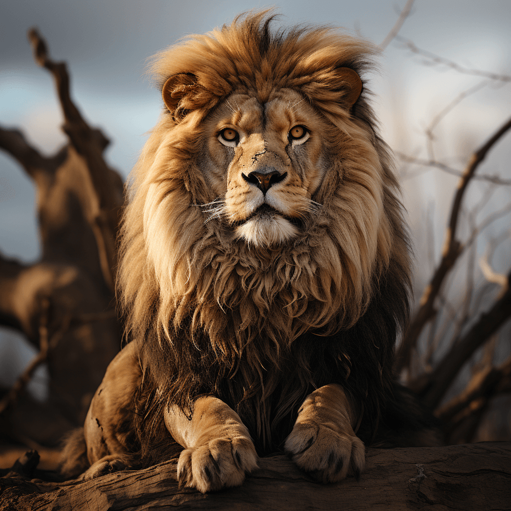 a-young-lion-sitting-in-desert-forest